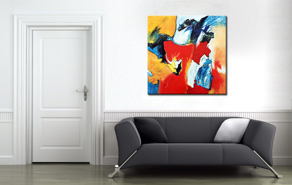 Kleurbeeld abstract schilderij 100x100cm - Afbeelding 3