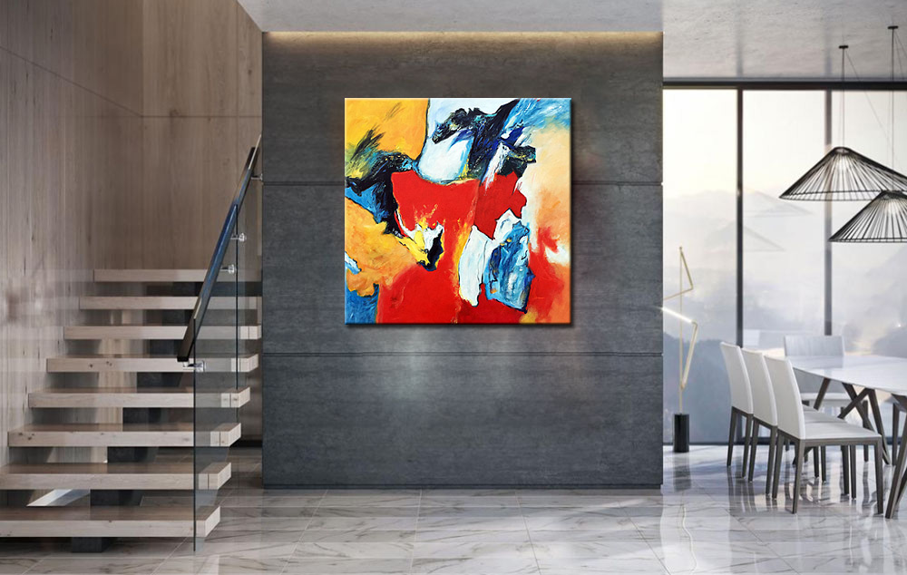 Kleurbeeld abstract schilderij 100x100cm - Afbeelding 2