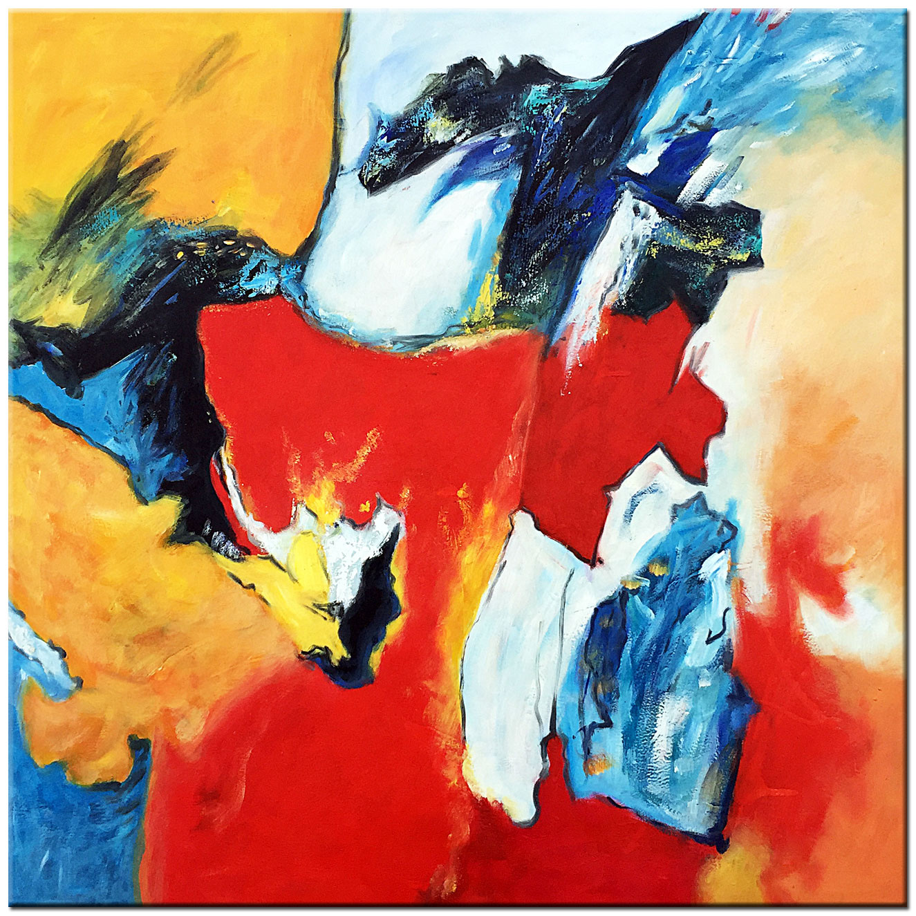 Kleurbeeld abstract schilderij 100x100cm