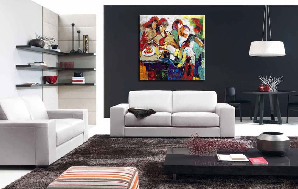 Aan Tafel modern schilderij - Afbeelding 3