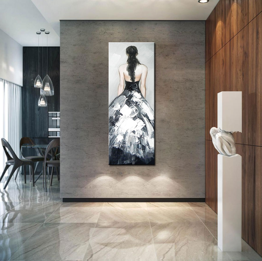 Elegante Dame modern schilderij 50x120cm - Afbeelding 3