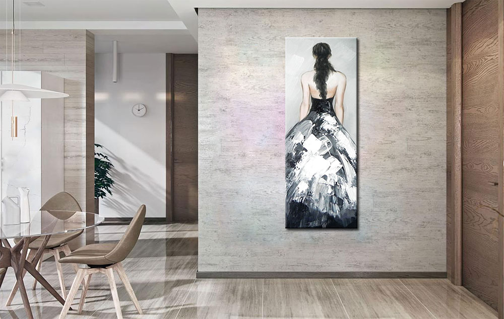 Elegante Dame modern schilderij 50x120cm - Afbeelding 2