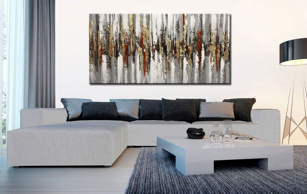 Abstract schilderij Golden Lines 180x90cm - Afbeelding 4
