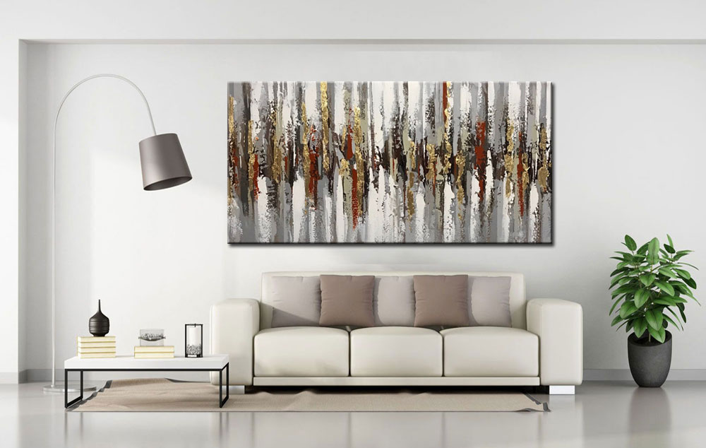 Abstract schilderij Golden Lines 180x90cm - Afbeelding 3