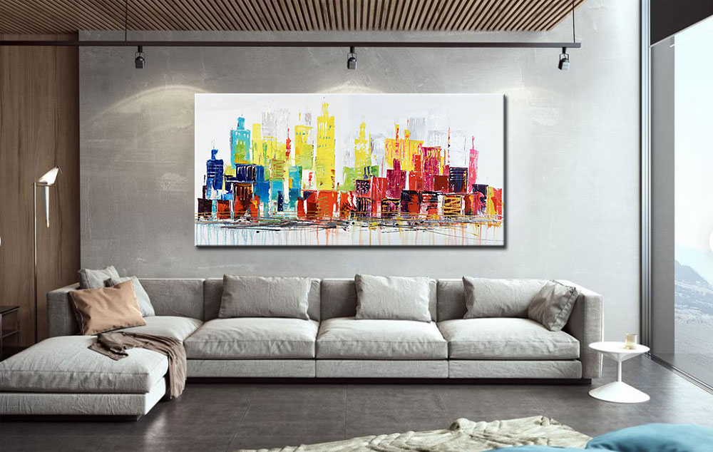 Skyline modern groot schilderij - Afbeelding 2