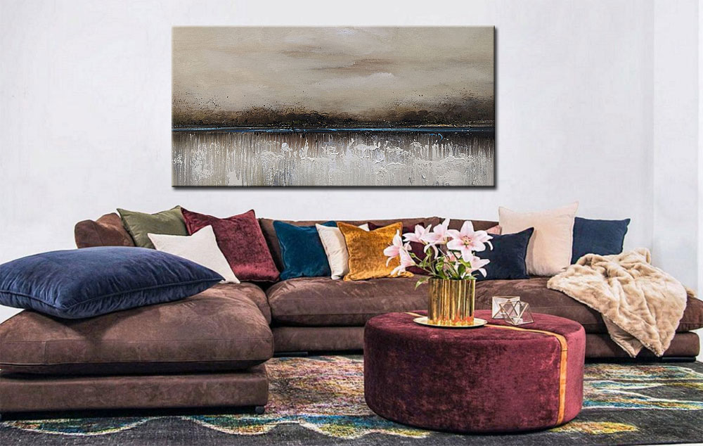 Abstract schilderij Silent Horizon 180x90cm - Afbeelding 4