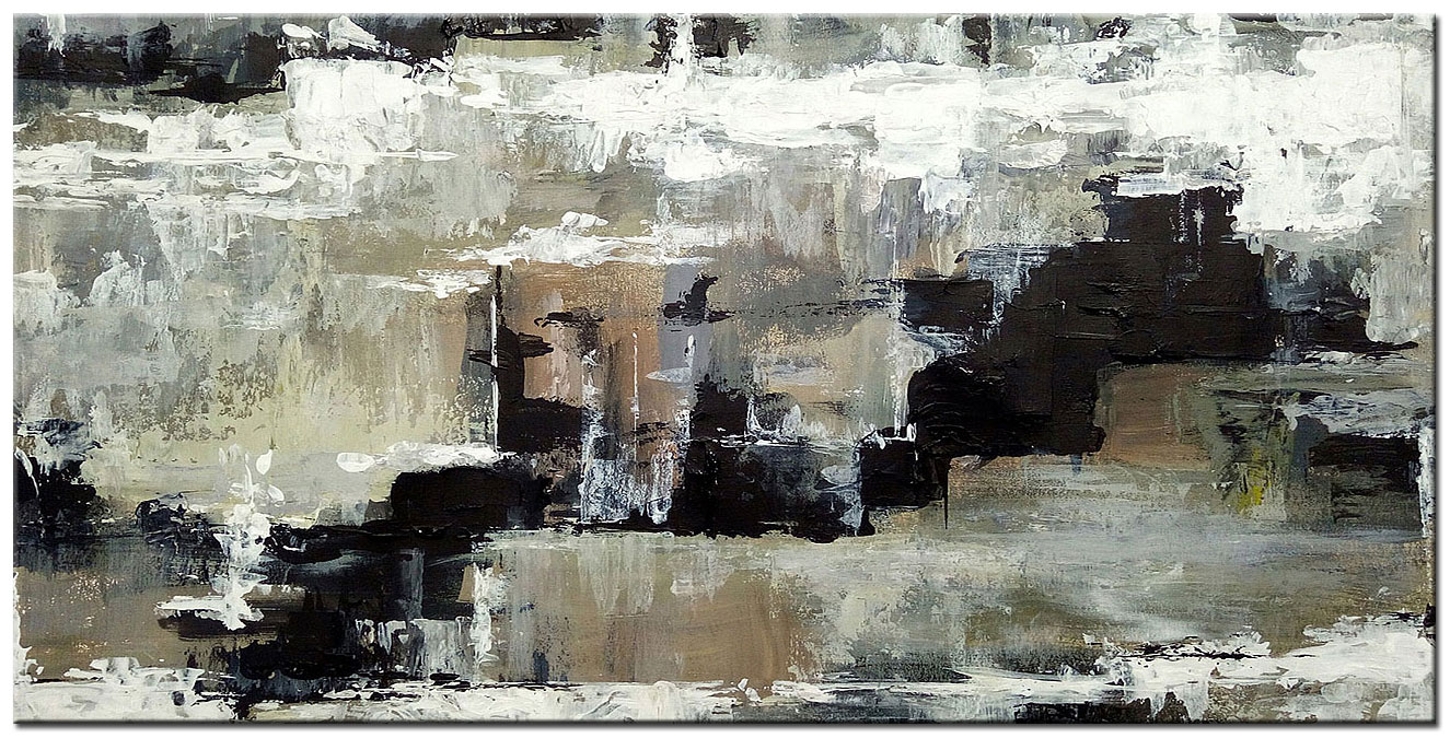 Abstract schilderij Stilte in Steen 180x90cm