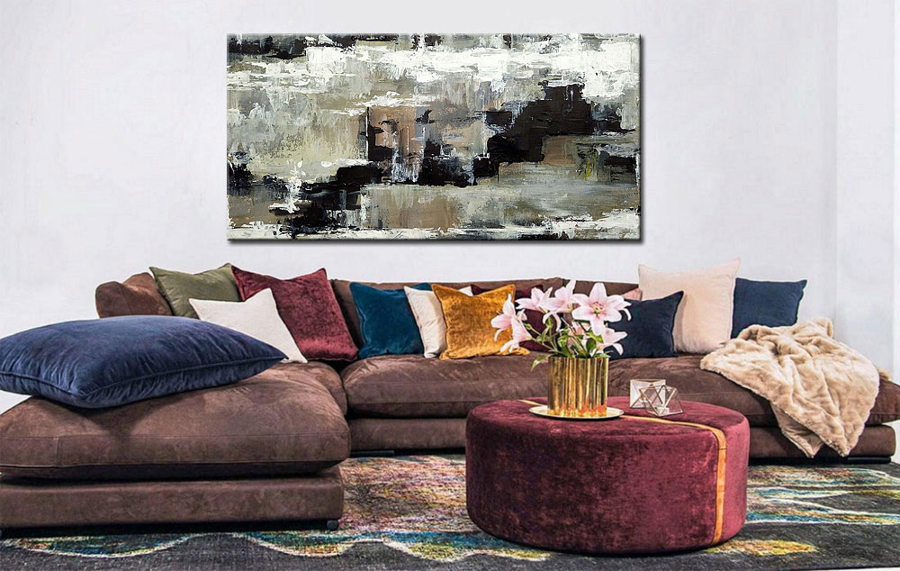 Abstract schilderij Stilte in Steen 180x90cm - Afbeelding 4