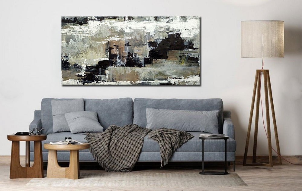 Abstract schilderij Stilte in Steen 180x90cm - Afbeelding 3