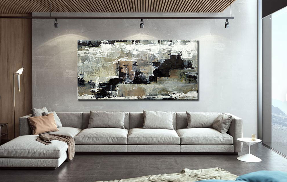 Abstract schilderij Stilte in Steen 180x90cm - Afbeelding 2