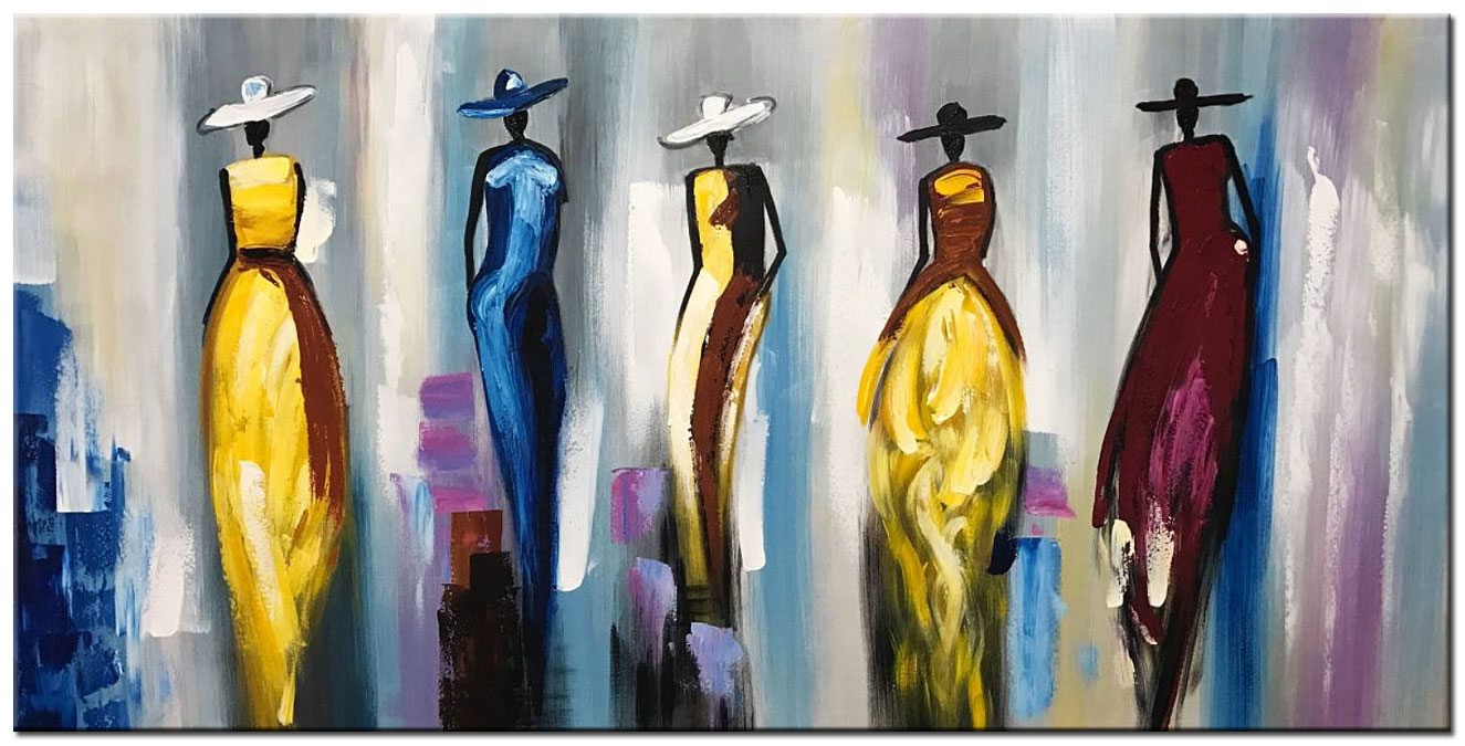 Catwalk Dames modern schilderij 180x90cm