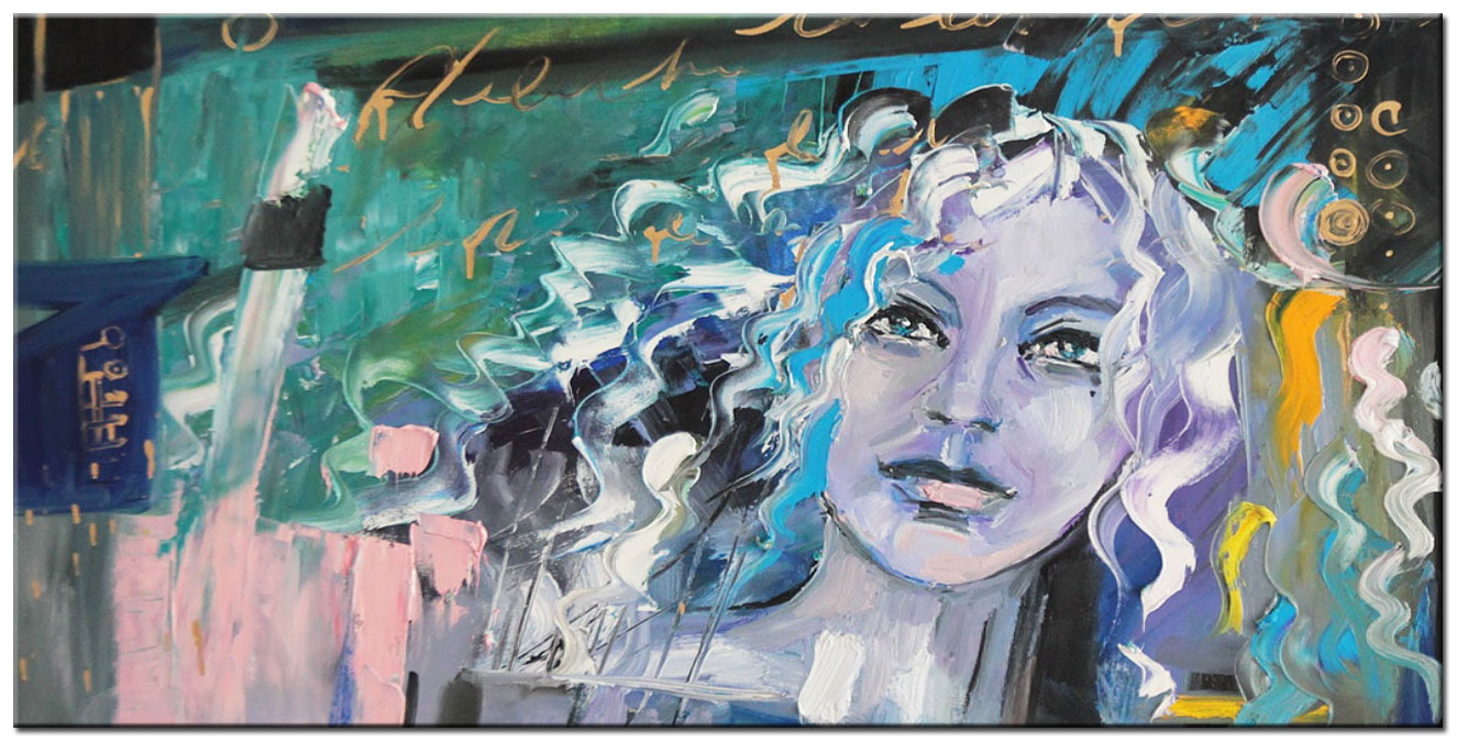 Figuratief schilderij Blik van emotie 180x90cm