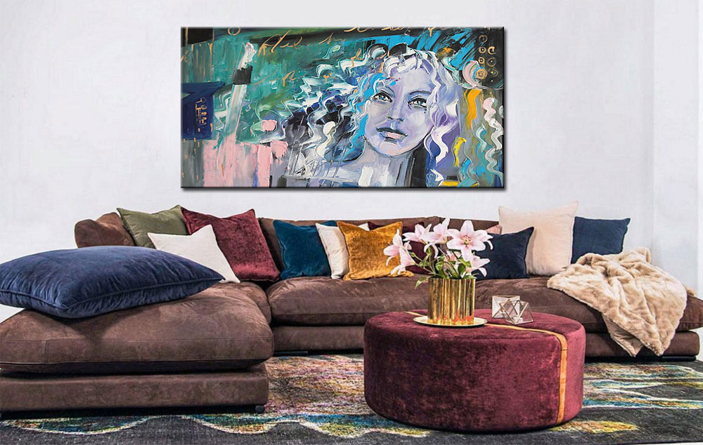 Figuratief schilderij Blik van emotie 180x90cm - Afbeelding 4