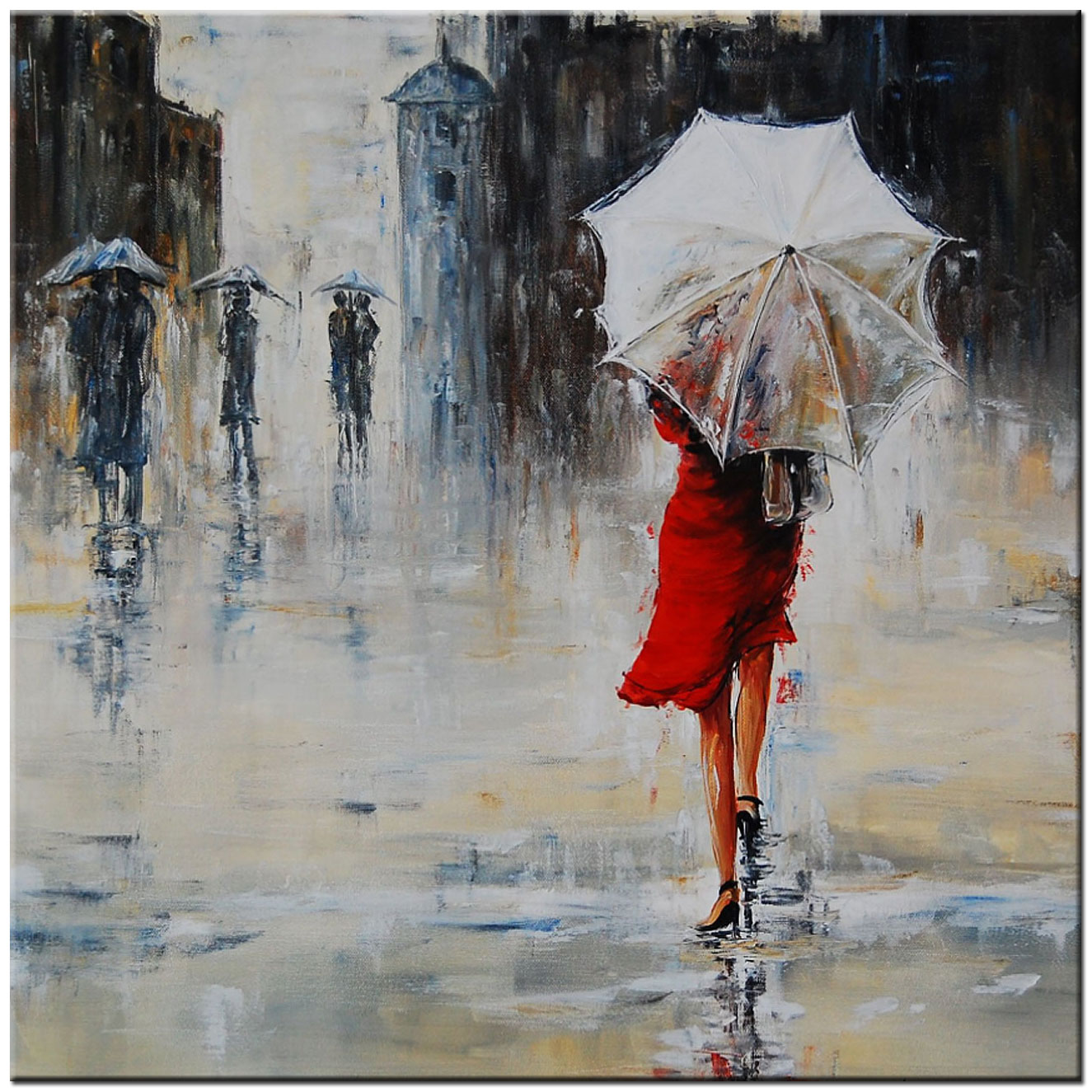 In the Rain modern schilderij