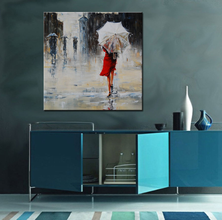 In the Rain modern schilderij - Afbeelding 4