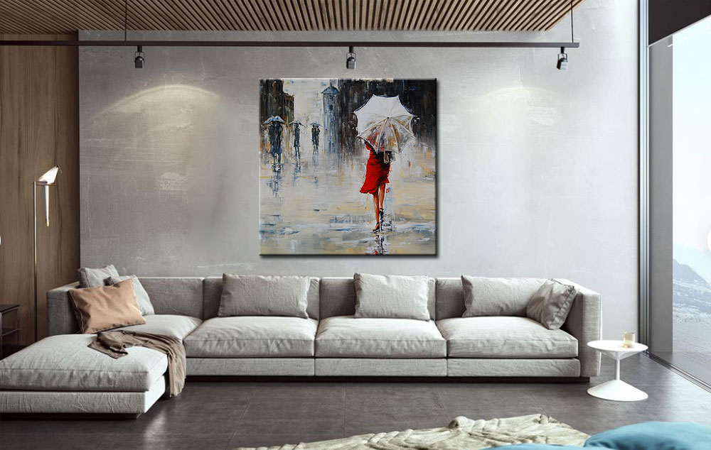 In the Rain modern schilderij - Afbeelding 3