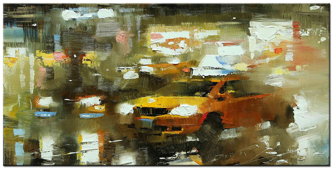Taxi New York modern groot schilderij 180x90cm