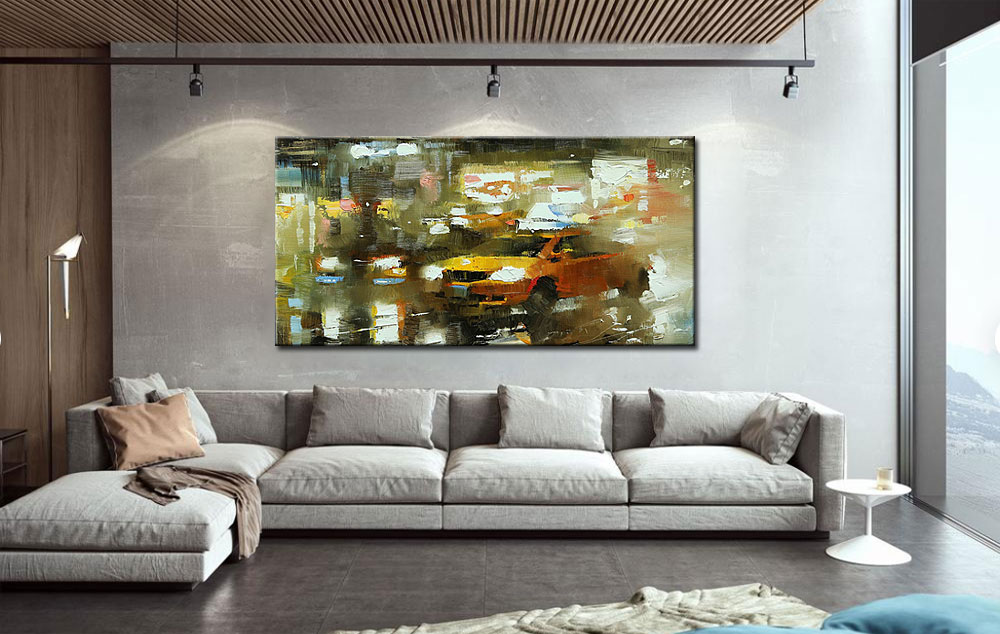 Taxi New York modern groot schilderij 180x90cm - Afbeelding 2