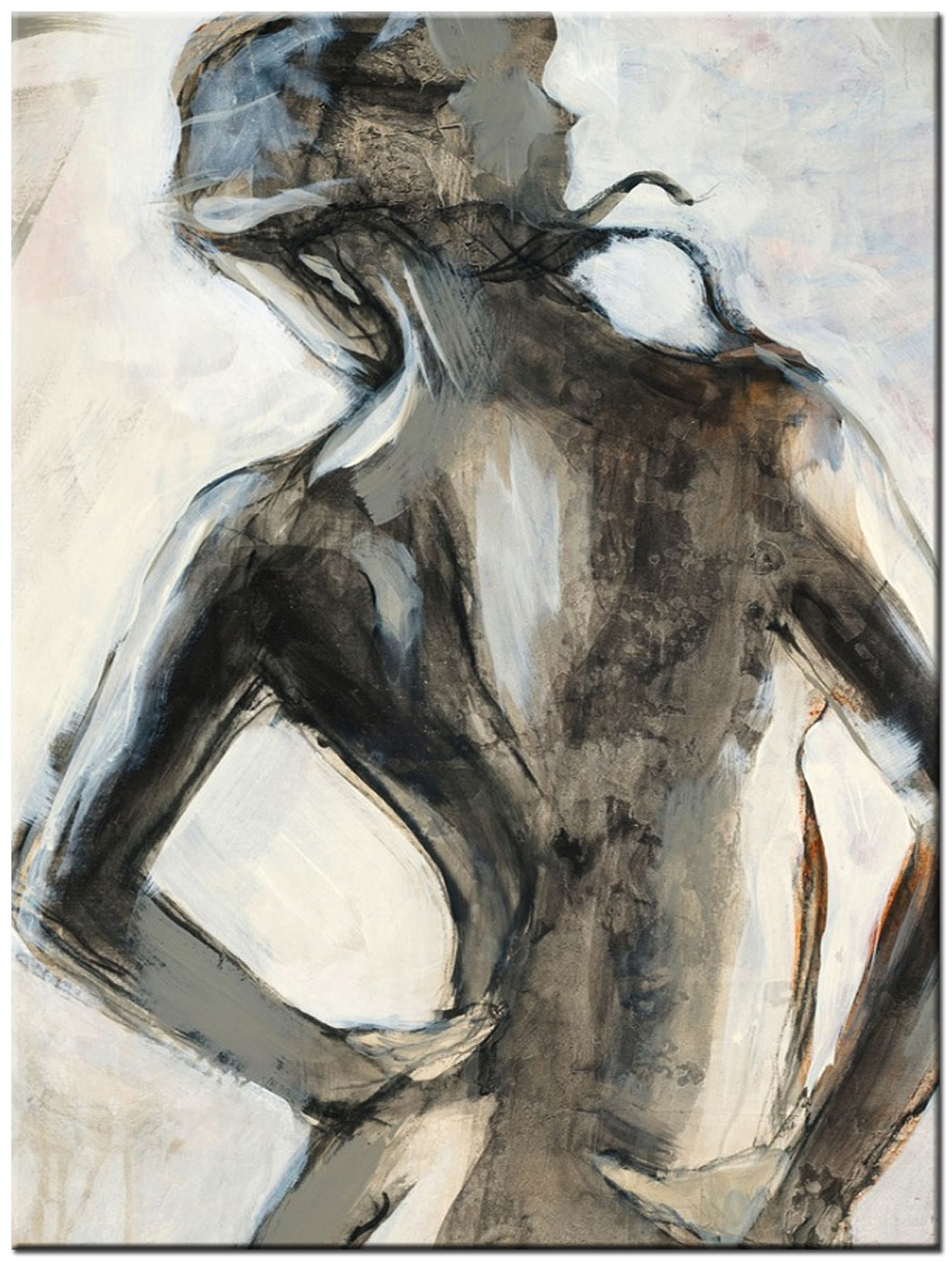 Rugaanzicht Dame modern schilderij 90x120cm