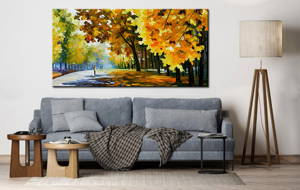 Natuur schilderij wandelpad in herfst 180x90cm - Afbeelding 4