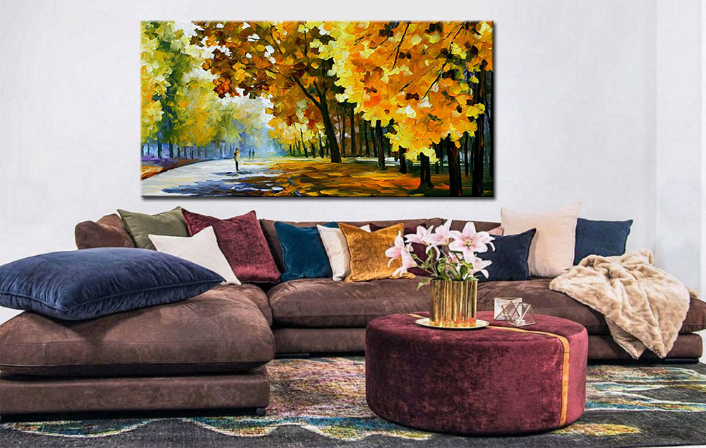 Natuur schilderij wandelpad in herfst 180x90cm - Afbeelding 3