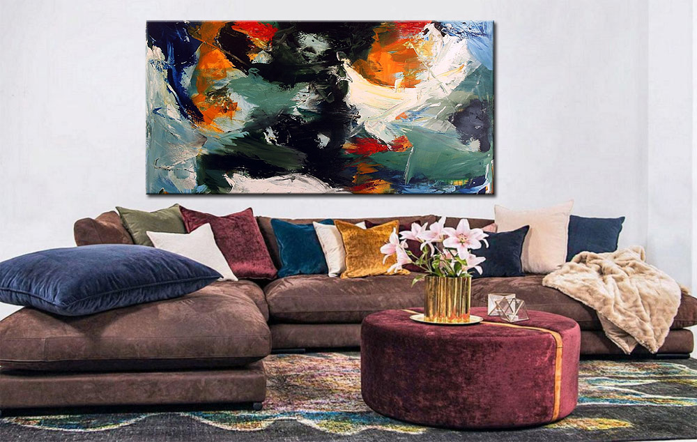 Abstract schilderij Storm in Kleur 180x90cm - Afbeelding 3