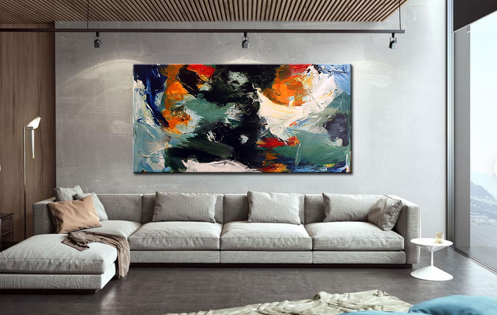 Abstract schilderij Storm in Kleur 180x90cm - Afbeelding 2