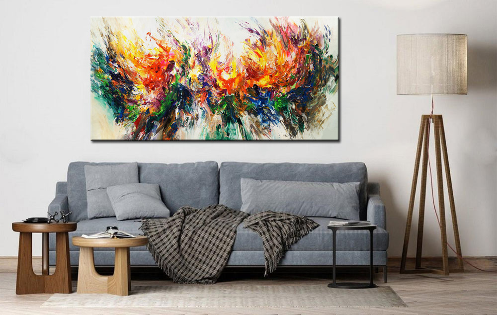 Abstract schilderij Color Flames 180x90cm - Afbeelding 4