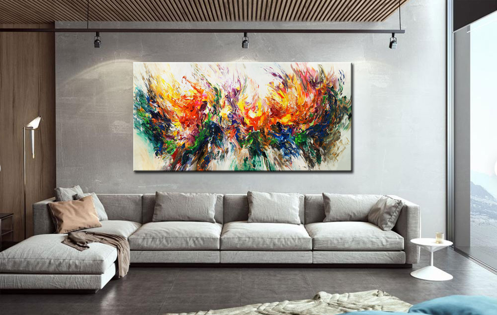 Abstract schilderij Color Flames 180x90cm - Afbeelding 3