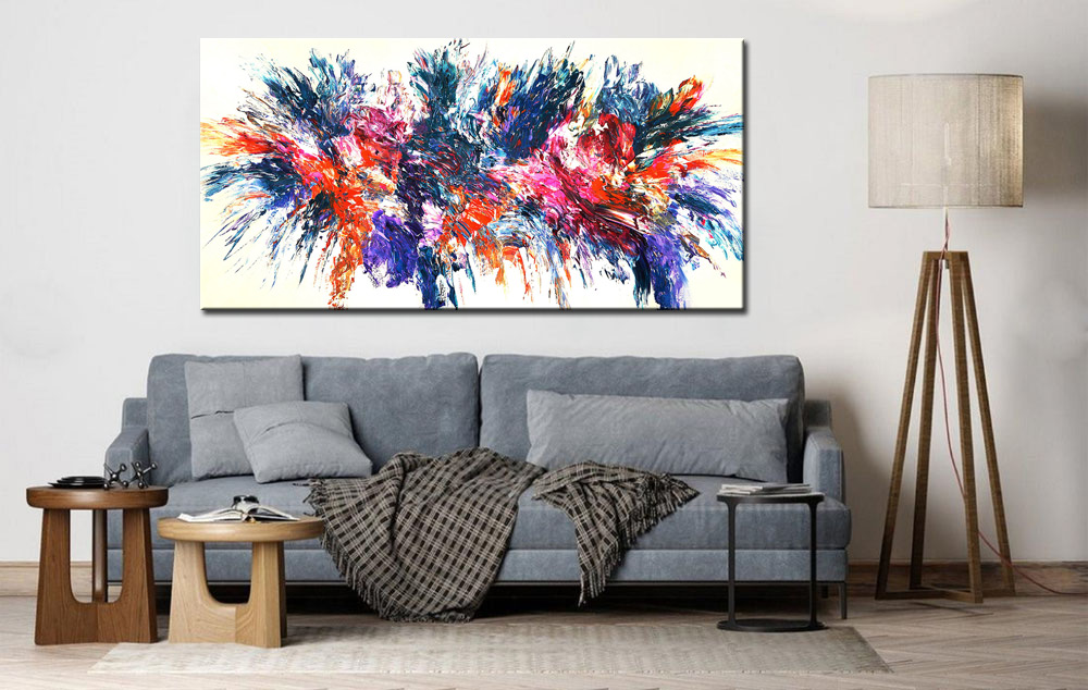 Abstract schilderij Vuurwerk van Kleur 180x90cm - Afbeelding 4