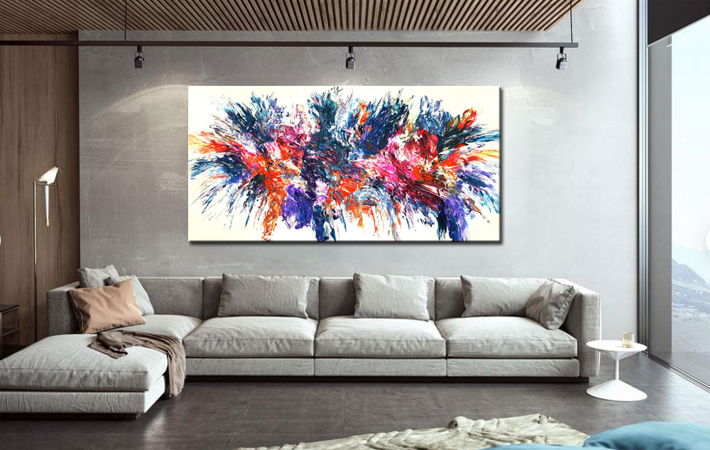 Abstract schilderij Vuurwerk van Kleur 180x90cm - Afbeelding 3