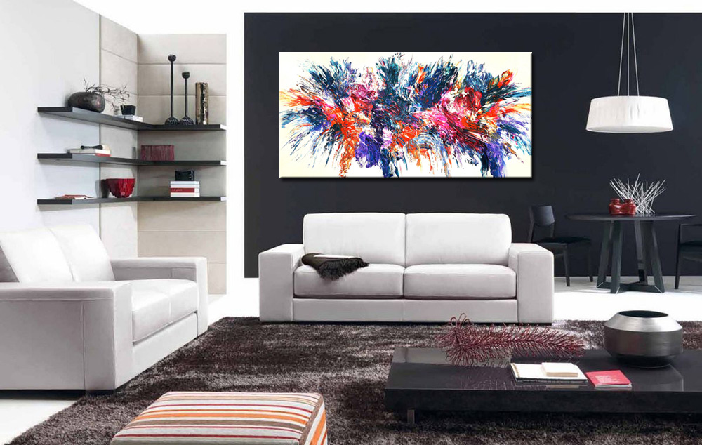Abstract schilderij Vuurwerk van Kleur 180x90cm - Afbeelding 2