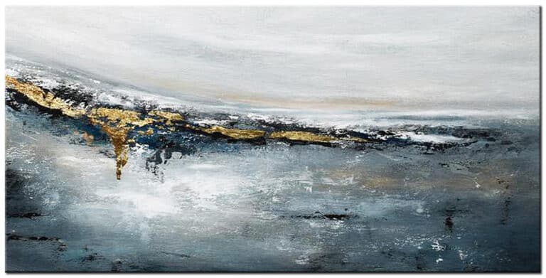 Abstract schilderij Golden Horizon groot grijs goud