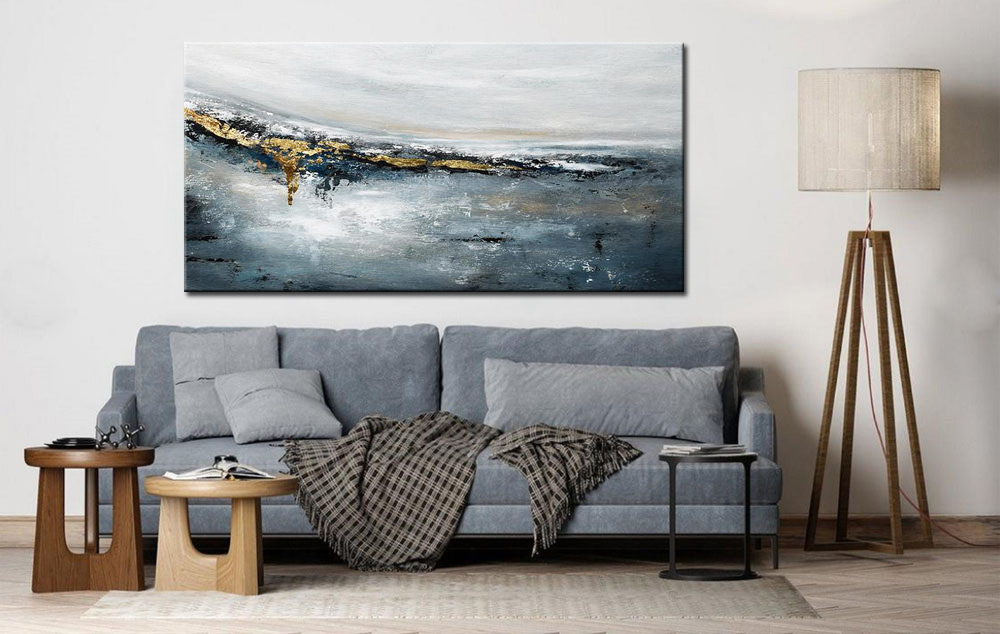 Abstract schilderij Golden Horizon 180x90cm - Afbeelding 4