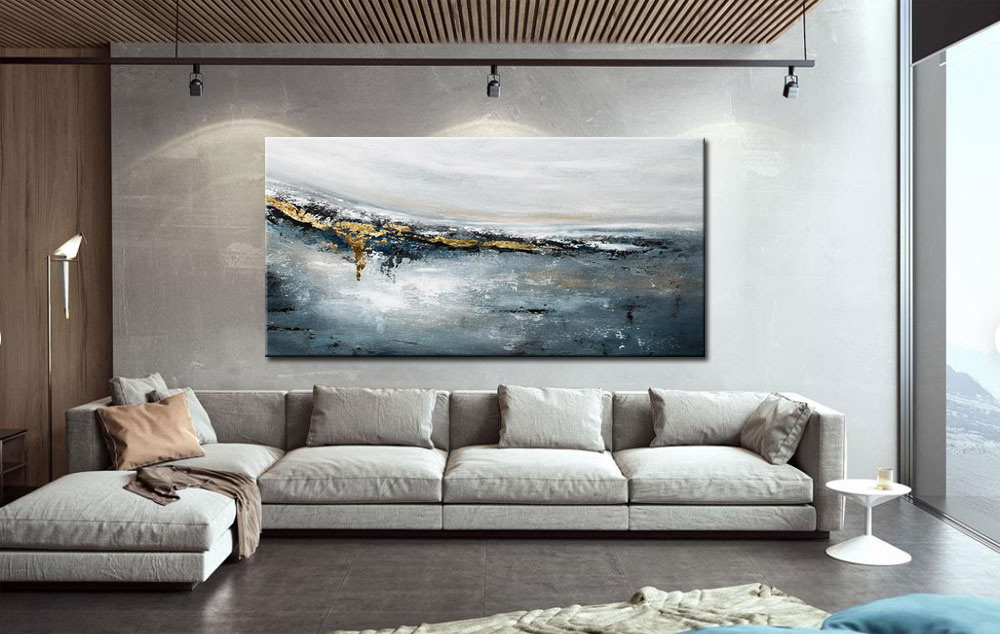 Abstract schilderij Golden Horizon 180x90cm - Afbeelding 2