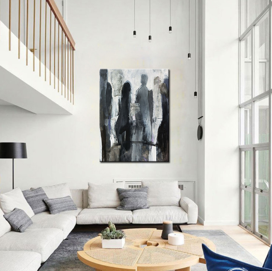 Samenkomst modern schilderij 90x120cm - Afbeelding 2