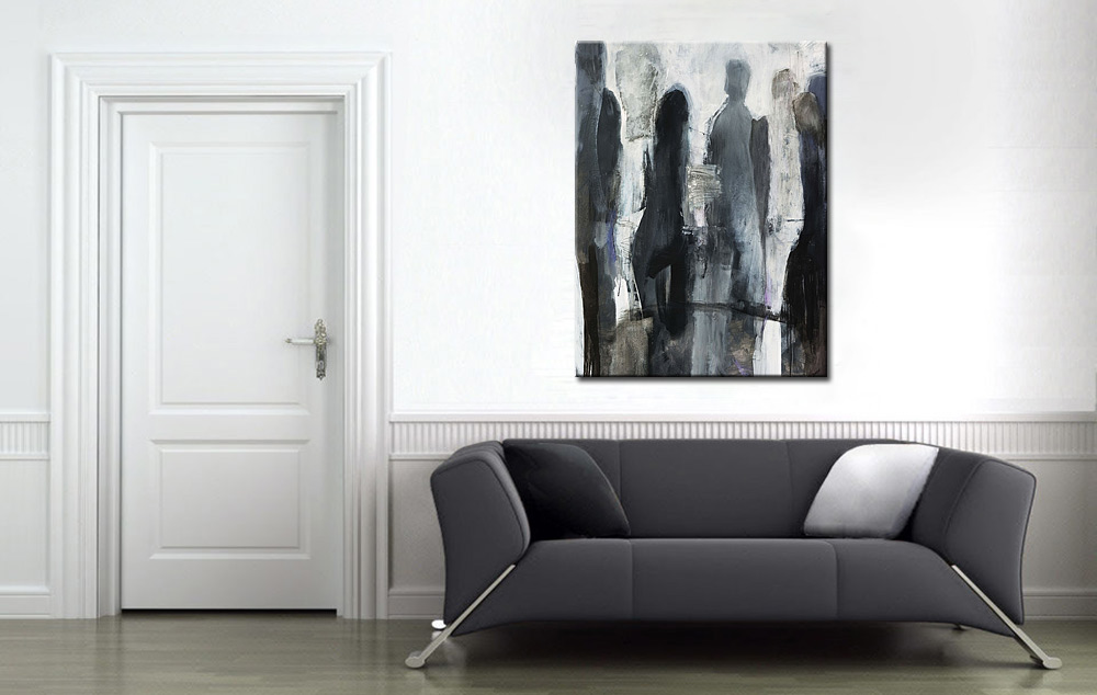 Samenkomst modern schilderij 90x120cm - Afbeelding 4
