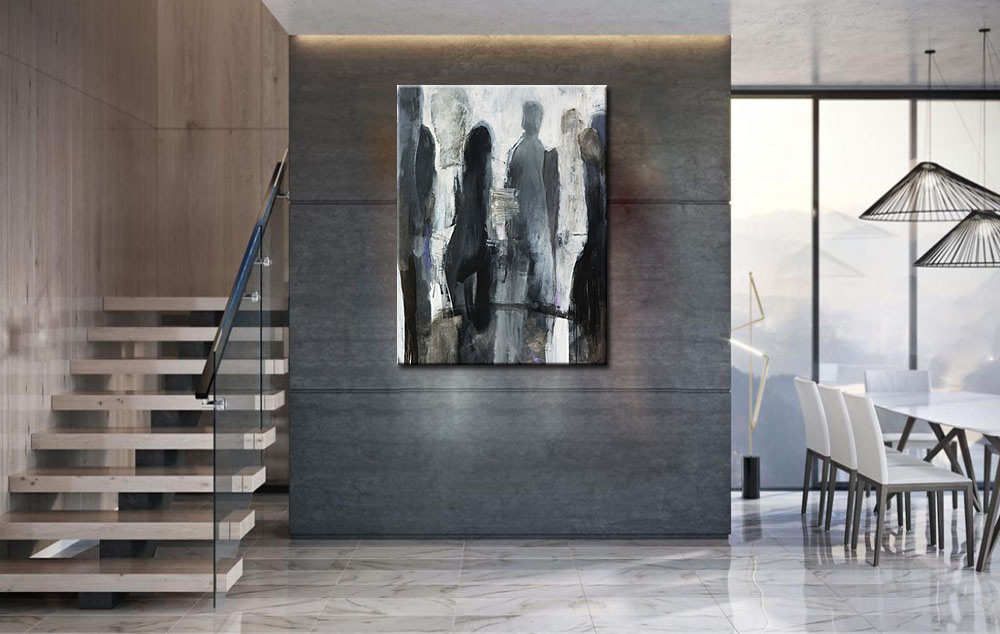 Samenkomst modern schilderij 90x120cm - Afbeelding 3