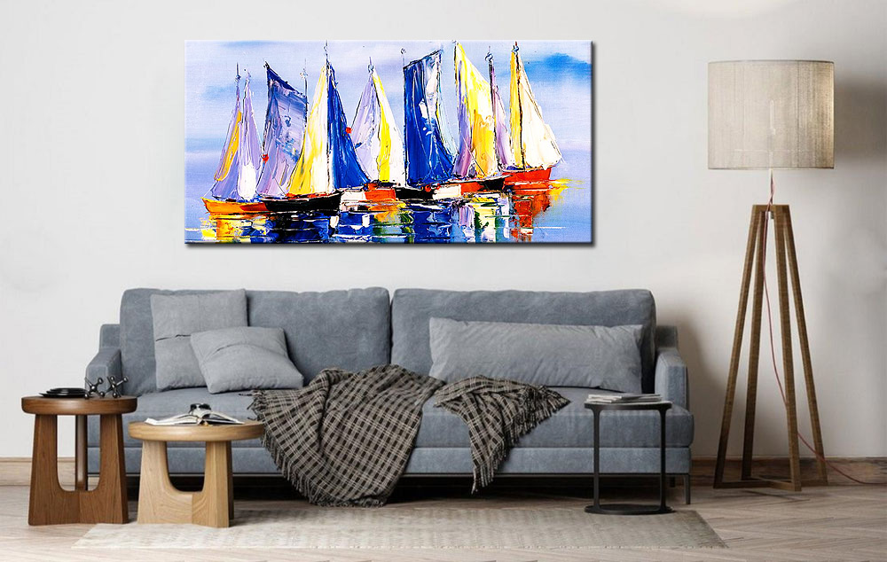 Boten modern groot schilderij 180x90cm - Afbeelding 2