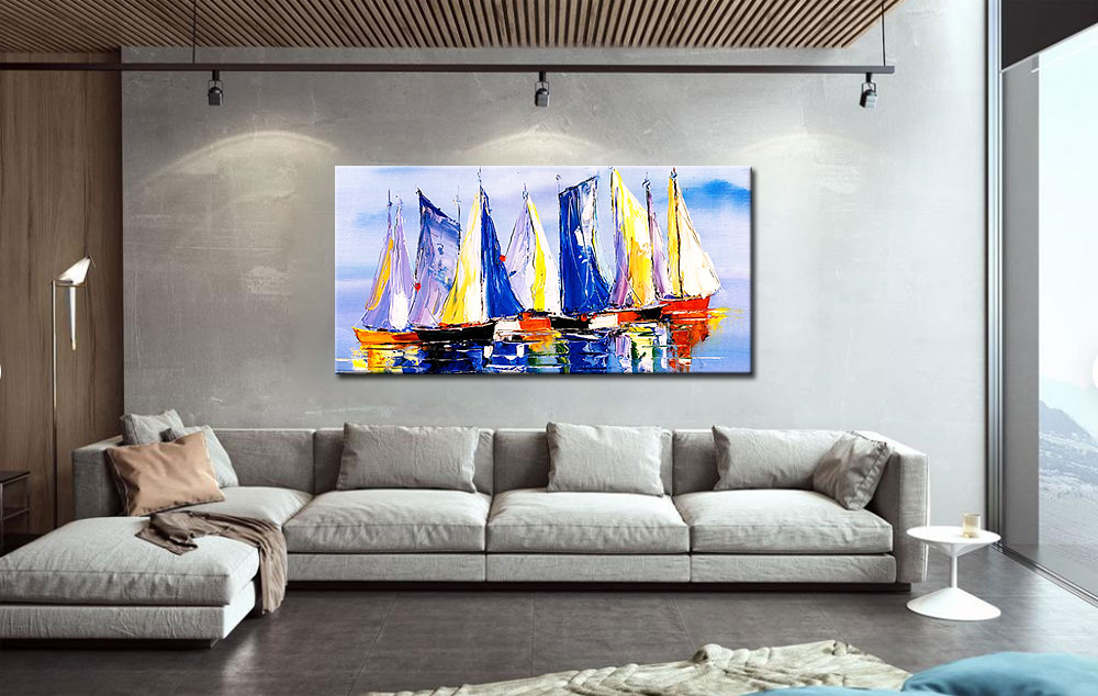 Boten modern groot schilderij 180x90cm - Afbeelding 4