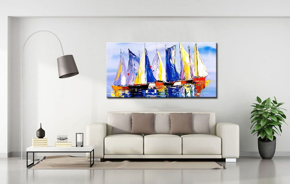 Boten modern groot schilderij 180x90cm - Afbeelding 3