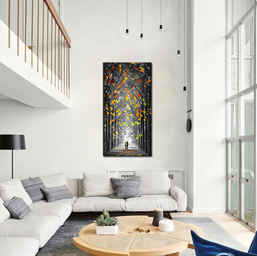 Boswandeling modern schilderij 60x120cm - Afbeelding 2