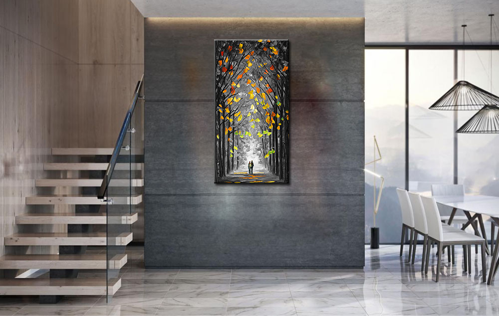 Boswandeling modern schilderij 60x120cm - Afbeelding 4