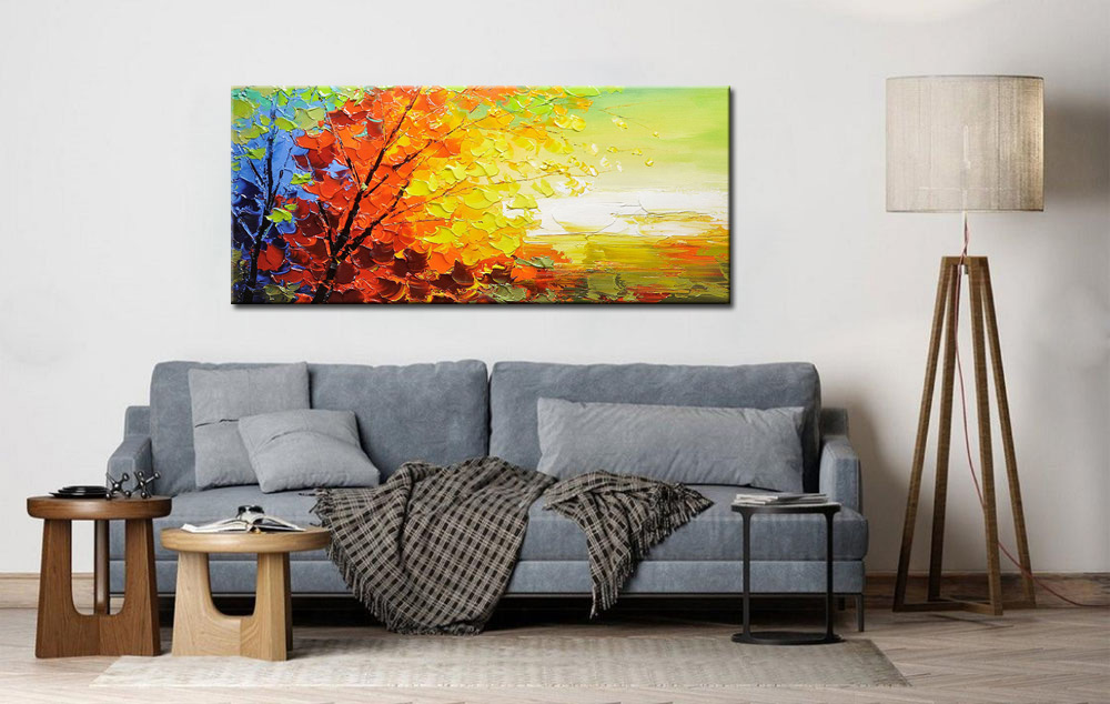 Zonlicht modern groot schilderij 160x70cm - Afbeelding 2