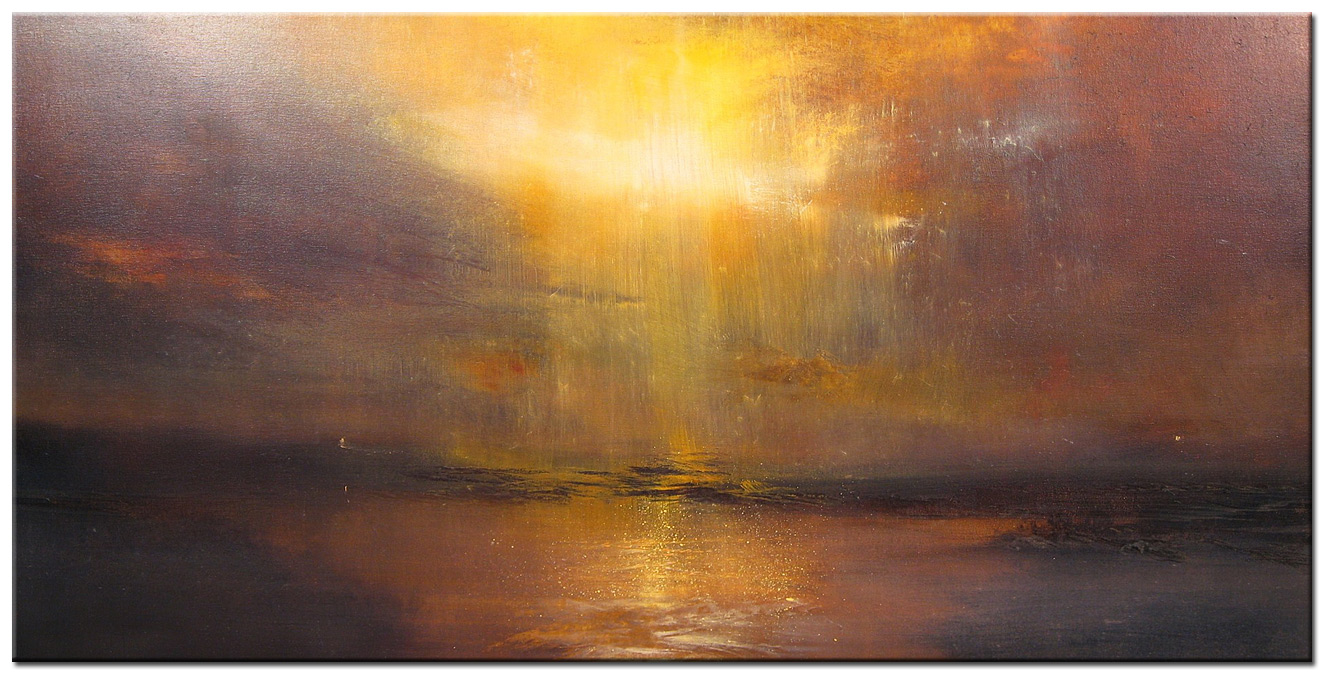 Abstract schilderij Golden Sunset 180x90cm
