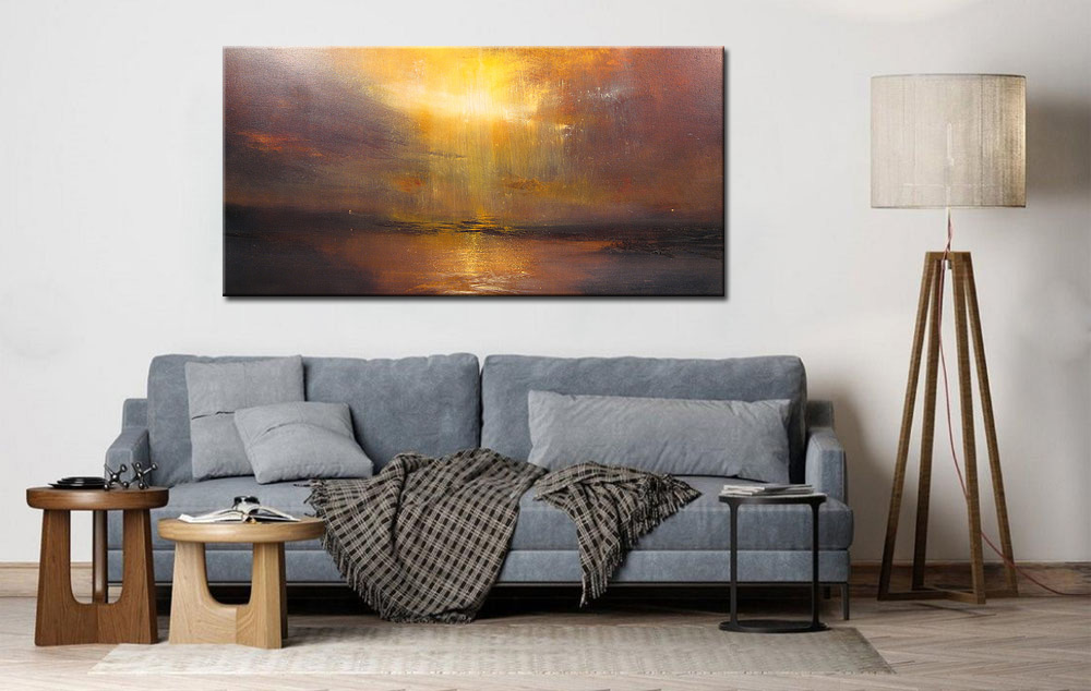 Abstract schilderij Golden Sunset 180x90cm - Afbeelding 2