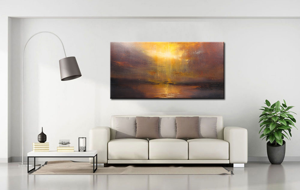 Abstract schilderij Golden Sunset 180x90cm - Afbeelding 4