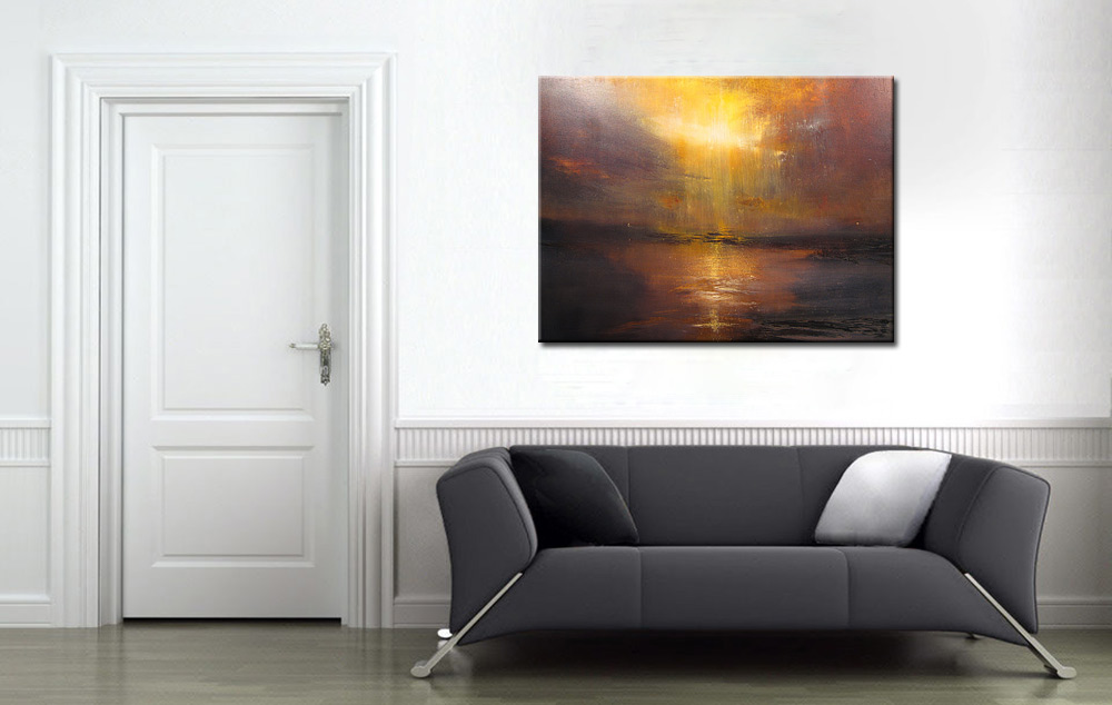 Zonsondergang modern schilderij 120x90cm - Afbeelding 4