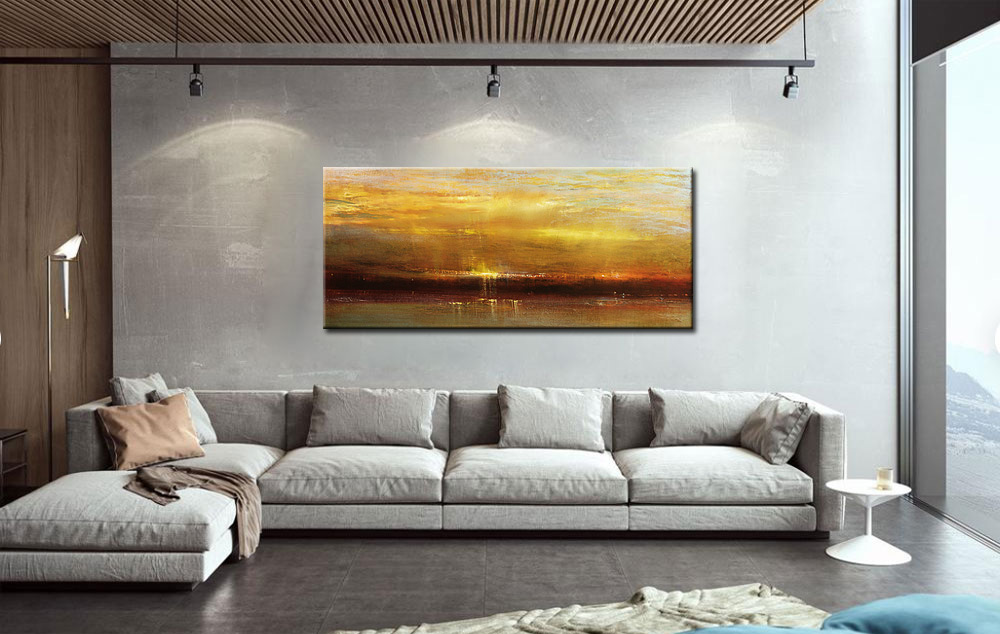 Sunset modern schilderij 160x70cm - Afbeelding 2