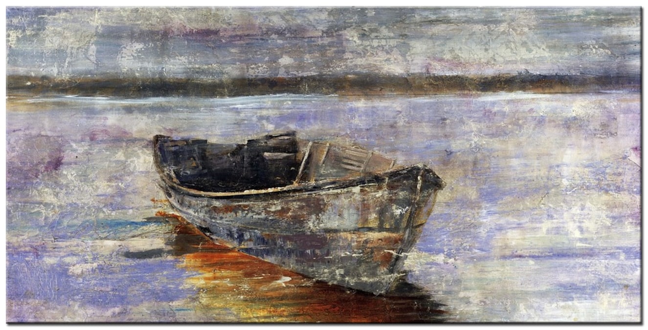 Roeiboot modern groot schilderij 180x90cm